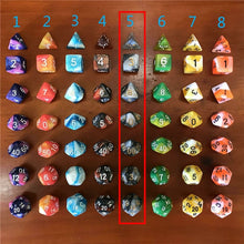 Laden Sie das Bild in den Galerie-Viewer, 7pcs/set Polyhedral DND Dice for DND RPG Board Games Mixed Color Dice D4-D20 Dice Gambling Entertainment Board Games Accessories
