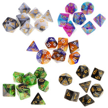 Load image into Gallery viewer, 7Pcs Polyhedral Dice Double-Colors Polyhedral Game Dice for RPG Dungeons and Dragons DND RPG MTG D20 D12 D10 D8 D6 D4 Table Game
