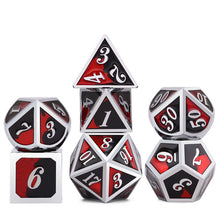 Laden Sie das Bild in den Galerie-Viewer, New Black &amp; Rainbow Number Metal Polyhedral Dice with Black Dice Bag for DnD RPG MTG and other Board Games D4 D6 D8 D10 D% D12 D
