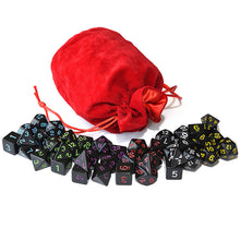 Laden Sie das Bild in den Galerie-Viewer, Opaque Black Polyhedral Dice 6 Sets and Drawstring Velvet Pouch for DnD RPG MTG Board Games D4 D6 D8 D10 D% D12 D20
