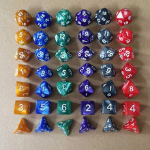Load image into Gallery viewer, 7pcs/set 17 Colors Multifaceted Dice d&amp;d d4 d6 d8 d10 d% d12 d20 Polyhedral TRPG Games Dice Set Board Game entertainment Dice SD
