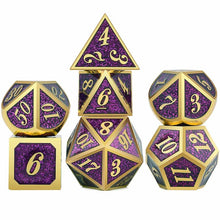 Laden Sie das Bild in den Galerie-Viewer, New Black &amp; Rainbow Number Metal Polyhedral Dice with Black Dice Bag for DnD RPG MTG and other Board Games D4 D6 D8 D10 D% D12 D
