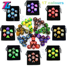 Load image into Gallery viewer, 7pcs  Promotion  2-color Dice Set Nebula effect poker DnD d4,d6,d8,d10,d%,d12,d20 Polyhedral Dice, rpg game dice  with bag
