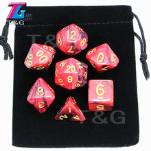 Load image into Gallery viewer, 7pcs  Promotion  2-color Dice Set Nebula effect poker DnD d4,d6,d8,d10,d%,d12,d20 Polyhedral Dice, rpg game dice  with bag
