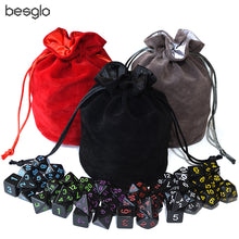 Laden Sie das Bild in den Galerie-Viewer, Opaque Black Polyhedral Dice 6 Sets and Drawstring Velvet Pouch for DnD RPG MTG Board Games D4 D6 D8 D10 D% D12 D20
